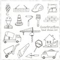 Set of doodle sketch Architecture Construction Building icons