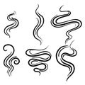 Set of doodle smoke symbol. Aroma smell icon. hand drawn Vector illustration Royalty Free Stock Photo