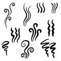 Set of doodle smoke symbol. Aroma smell icon. hand drawn Vector illustration Royalty Free Stock Photo