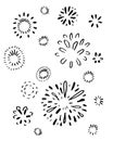 set of doodle starburst isolated on white background hand drawn from sunburst. design elements. Royalty Free Stock Photo