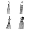 set of doodle-style tassels for hanging and decorating