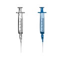 Set of doodle Syringe icons isolated. Simple Vaccine Sign. Injection Symbol.black white and color Royalty Free Stock Photo