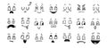 Set of doodle various emotions. Hand drawn drawing cute face collection. Royalty Free Stock Photo