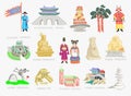 Set of doodle vector illustration - sights of South Korea travel collection