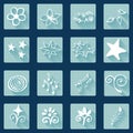 Set of doodle white icons, abstract