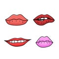 Set of doodle womens lips