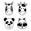 Doodle of head zoo animals set Royalty Free Stock Photo