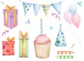 Set of doodles birthday design elements