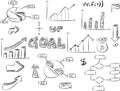 Set of Doodles Graphic and Finance Diagram Vector Sketched