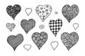 Set of doodles hearts with ornament