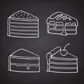 Set of doodles of piece of cakes Royalty Free Stock Photo