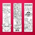 Set of doodles Valentine's banners. Royalty Free Stock Photo