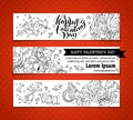 Set of doodles Valentine's banners. Royalty Free Stock Photo