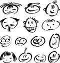 Set of doodles of various emotional people faces Royalty Free Stock Photo