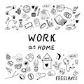 Set of doodls work at home Royalty Free Stock Photo