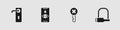 Set Door handle, Eye scan, Wrong key and Bicycle lock icon. Vector