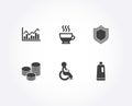 Doppio, Tips and Infochart icons. Security, Disabled and Shampoo signs. Royalty Free Stock Photo