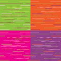 Set of 4 dotted line seamless patterns in green, orange, pink and purple background colors. Royalty Free Stock Photo