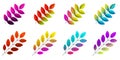 Set of dotted multicolored rowan leaves