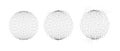 Set of dotted spheres with dissolve effect. Stipple disintegrating circle collection. Halftone textured balls with noise