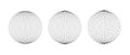 Set of dotted spheres with dissolve effect. Stipple disintegrating circle collection. Halftone textured balls with noise