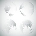 Set of dotted world globes, light design vector Royalty Free Stock Photo