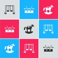 Set Double swing, Seesaw and Horse saddle icon. Vector Royalty Free Stock Photo