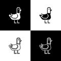 Set Dove icon isolated on black and white background. Vector Royalty Free Stock Photo