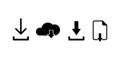 Set of download icons arrow file and cloud signs or button for application or websites isolated symbols Royalty Free Stock Photo