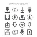 Set of download icons for web site, applications, games and stickers