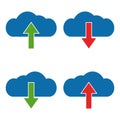 Set download and upload cloud icon, vector download and upload illustration, cloud computing Royalty Free Stock Photo