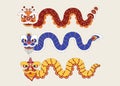 Set of dragon dance for Chinese new year,Craft style, cards, poster, template, greeting cards ,animals, Vector illustrations.