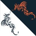 Set dragon tattoo or emblem Traditional Chinese Asian style. The