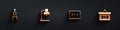 Set Drawing compass, Table lamp, Chalkboard and icon with long shadow. Vector Royalty Free Stock Photo