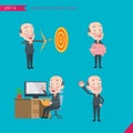 Set of drawing flat character style, business concep ceo activities - hit, piggy bank, Consulting, farewell