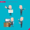 Set of drawing flat character style, business concept bald boss worker activities - presentation, ok sign, counsel