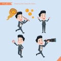 Set of drawing flat character style, business concept handsome office worker activities - funding, ability, counsel, finding Royalty Free Stock Photo