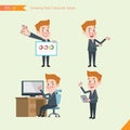 Set of drawing flat character style, business concept yong office worker activities