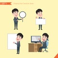 Set of drawing flat character style, business concept young office worker activities Royalty Free Stock Photo