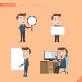 Set of drawing flat character style, business concept young office worker activities Royalty Free Stock Photo