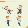 Set of drawing flat character style, business concept young office worker activities - business hero, Question, time management Royalty Free Stock Photo