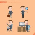 Set of drawing flat character style, business concept young office worker activities Royalty Free Stock Photo