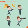 Set of drawing flat character style, business concept young office worker activities - funding, ability, counsel, finding