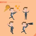 Set of drawing flat character style, business concept young office worker activities Royalty Free Stock Photo