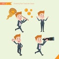 Set of drawing flat character style, business concept young office worker activities Royalty Free Stock Photo