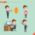 Set of drawing flat character style, business concept young office worker activities Royalty Free Stock Photo