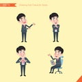 Set of drawing flat character style, business concept young office worker activities - introducing, confidence, office worker, com Royalty Free Stock Photo