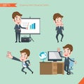 Set of drawing flat character style, business concept young office worker activities Royalty Free Stock Photo