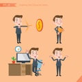 Set of drawing flat character style, business concept young office worker activities Royalty Free Stock Photo