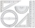 Set of drawing tools, ruler, protractor triangle, isolated on white background Royalty Free Stock Photo